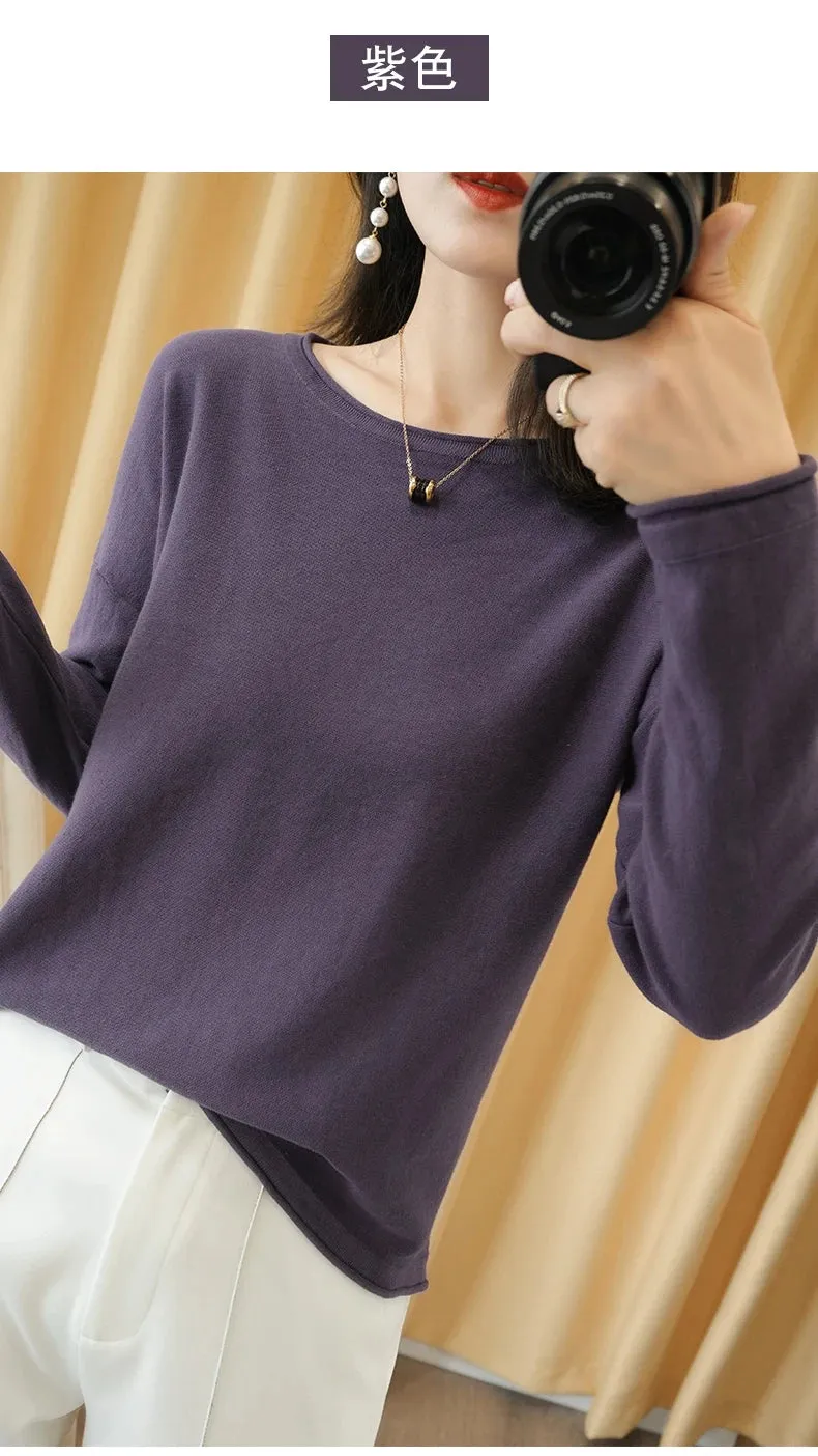 Knit Crimped Edge Pullover Top Sweater