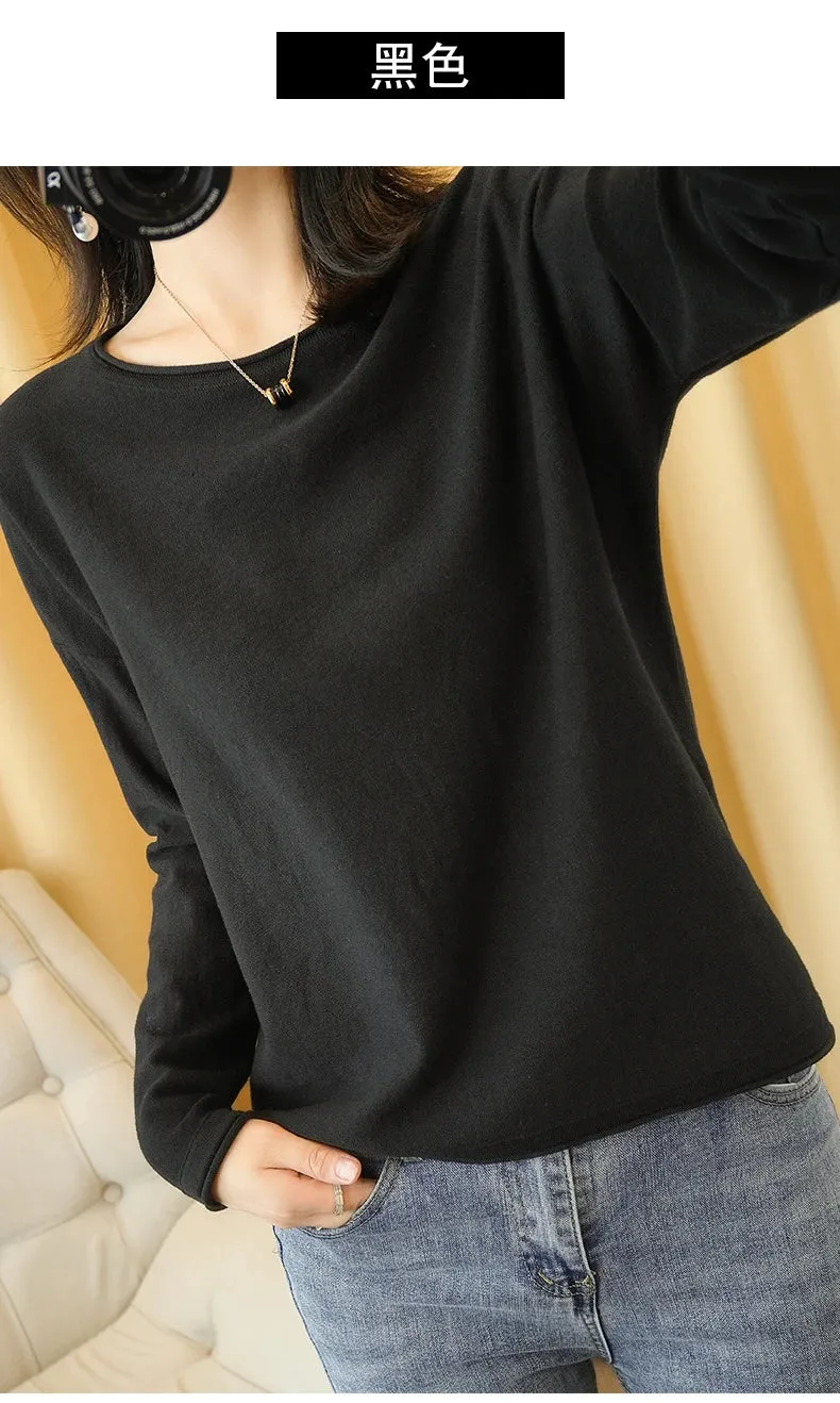 Knit Crimped Edge Pullover Top Sweater