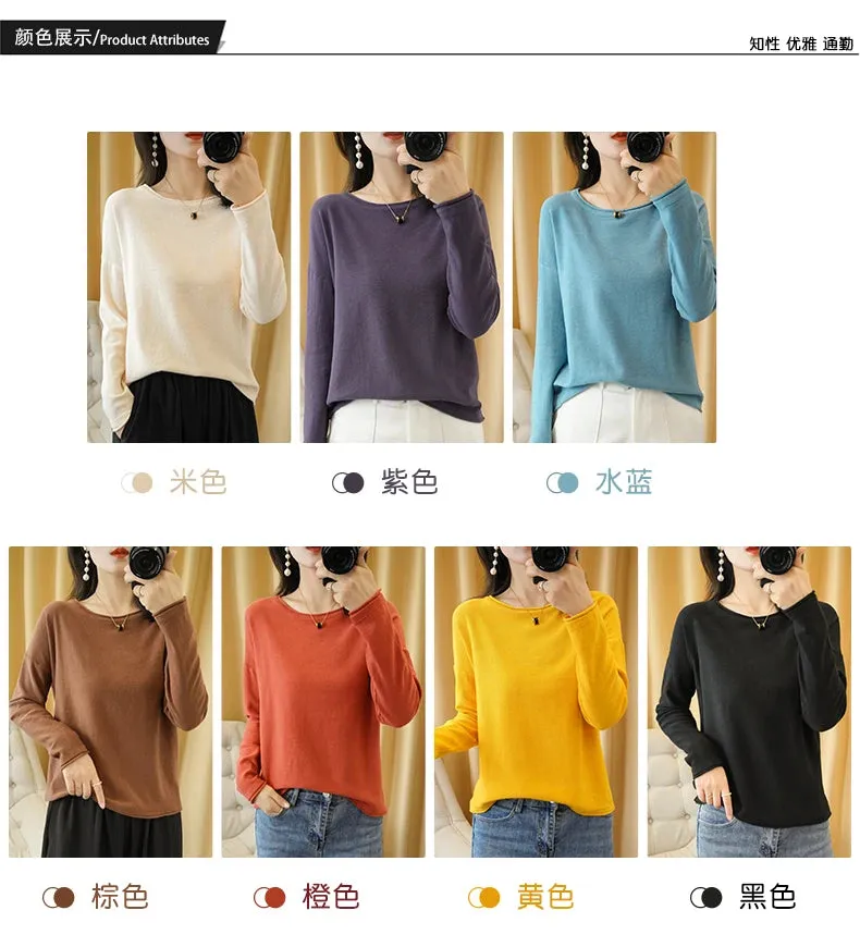 Knit Crimped Edge Pullover Top Sweater