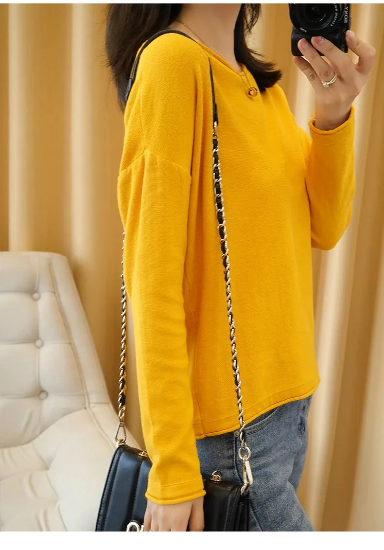 Knit Crimped Edge Pullover Top Sweater