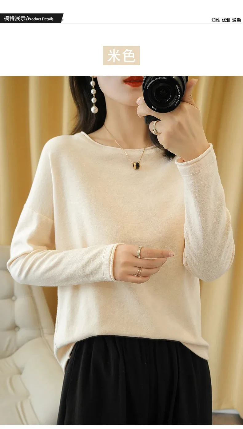 Knit Crimped Edge Pullover Top Sweater