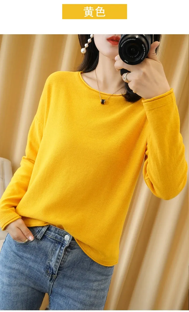 Knit Crimped Edge Pullover Top Sweater