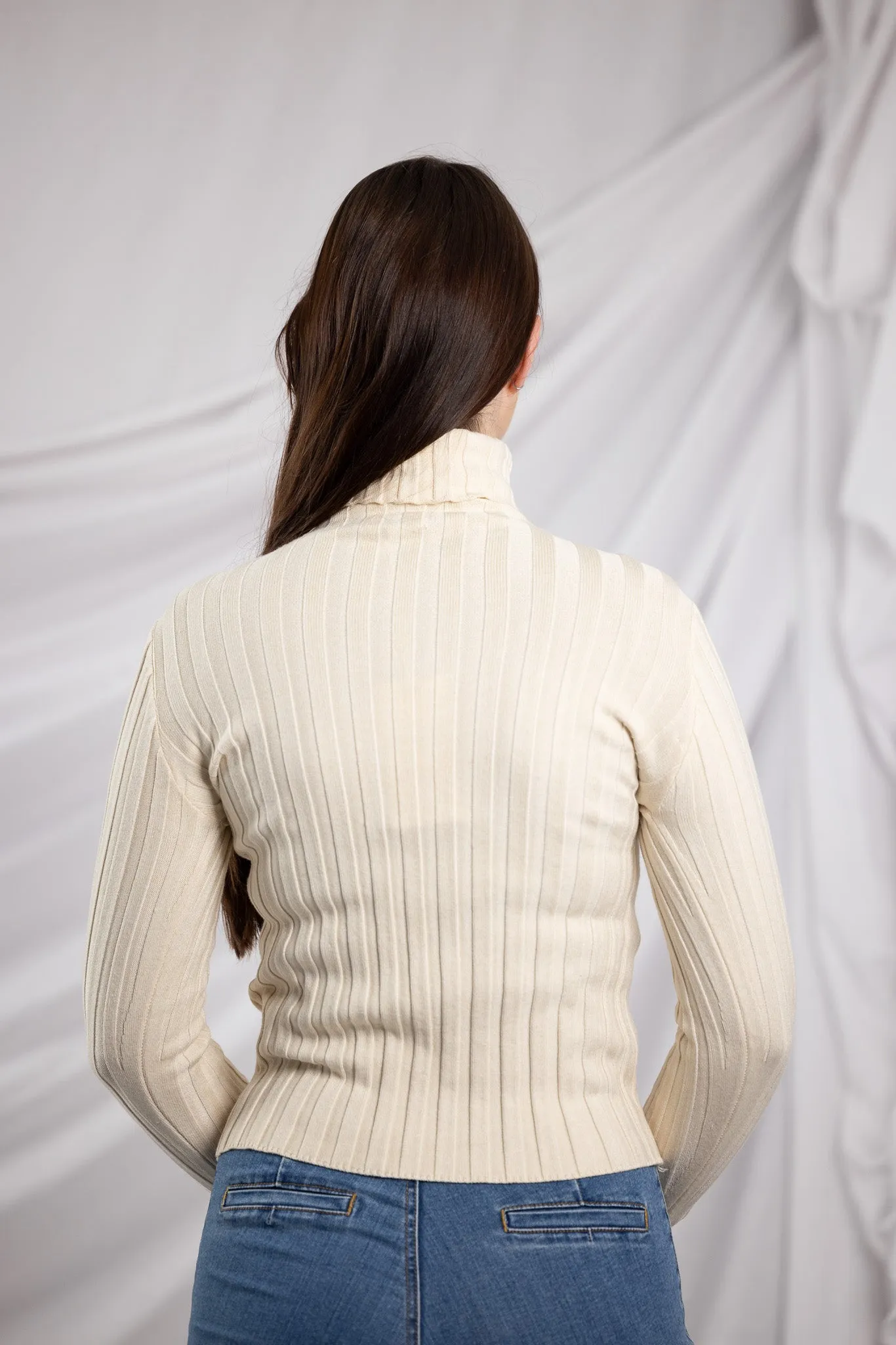 Knit Pleated High Neck Skivvy