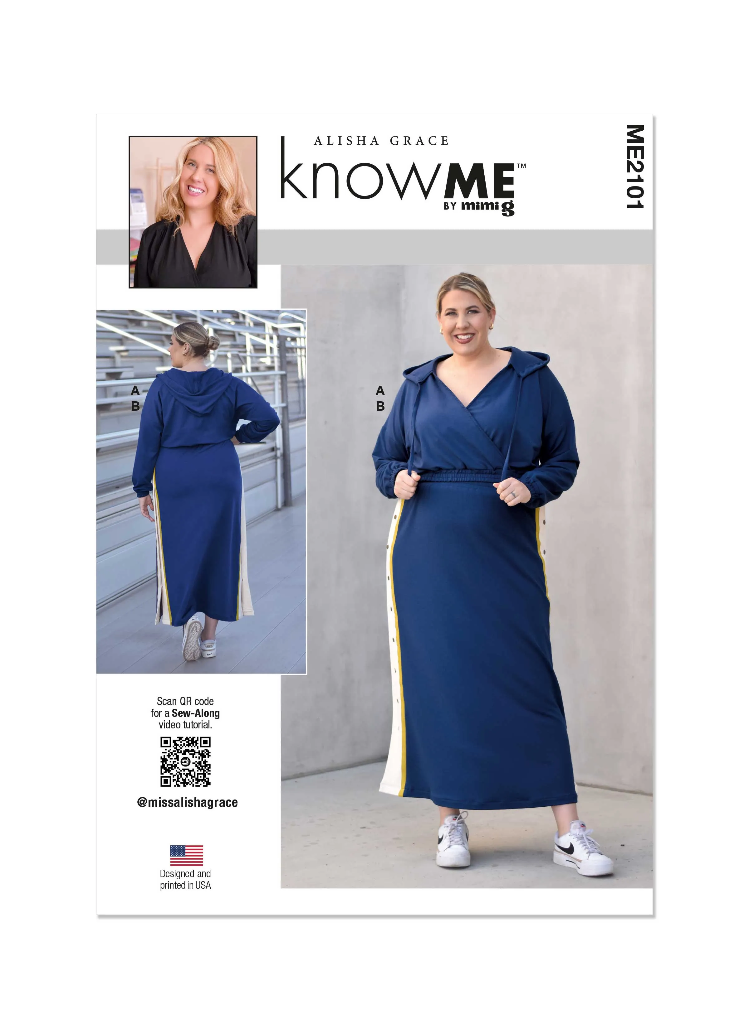 Know Me sewing pattern KM2101 Misses' Knit Top and Skirt by Alisha Grace