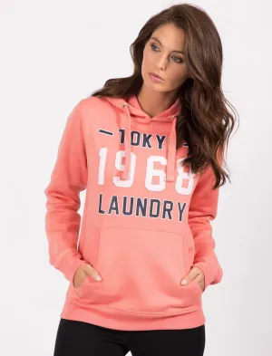 Kodiak Applique Motif Pullover Hoodie In Brandied Apricot - Tokyo Laundry