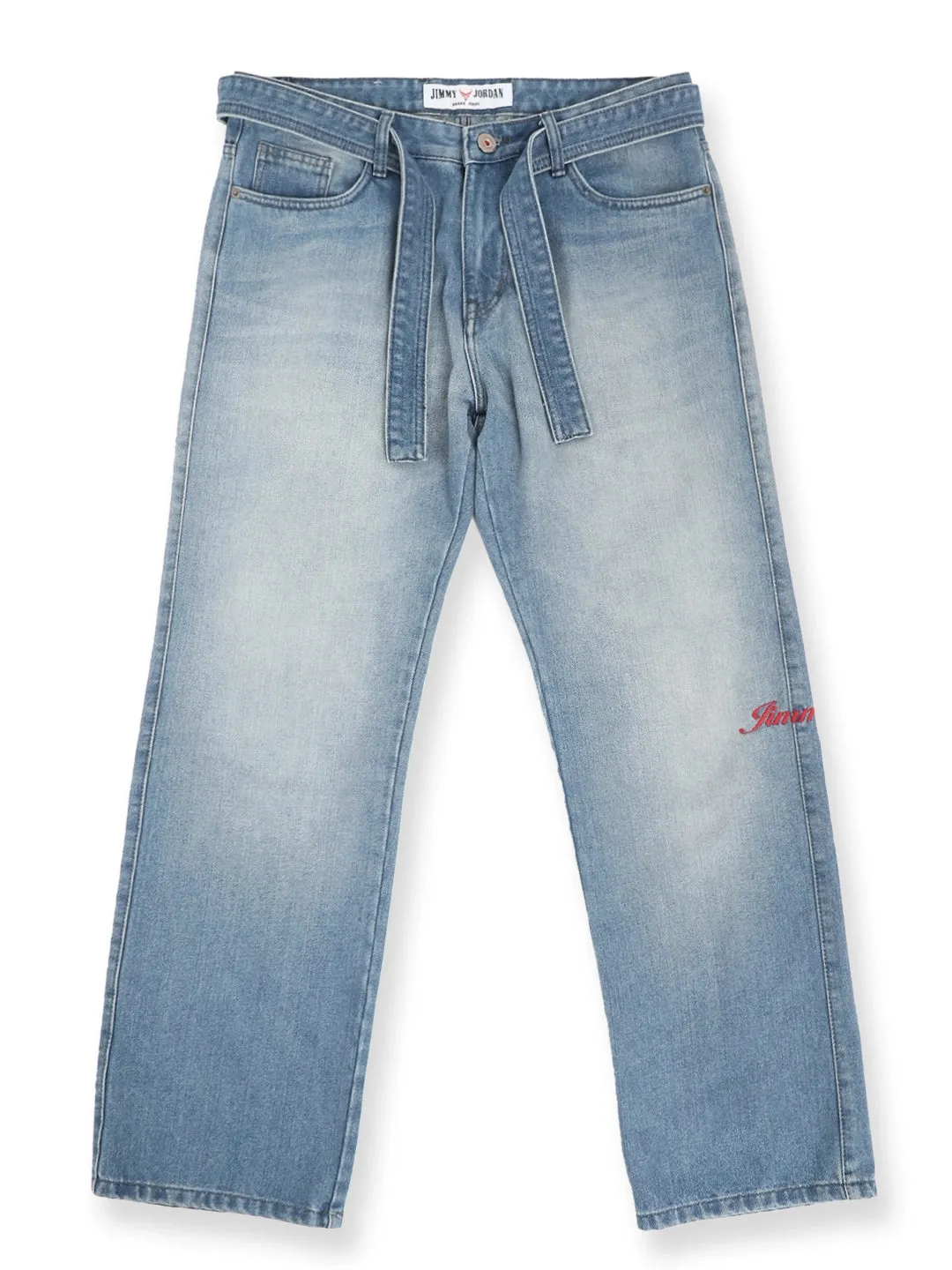 Korean Belt Tint Blue Denim Jeans