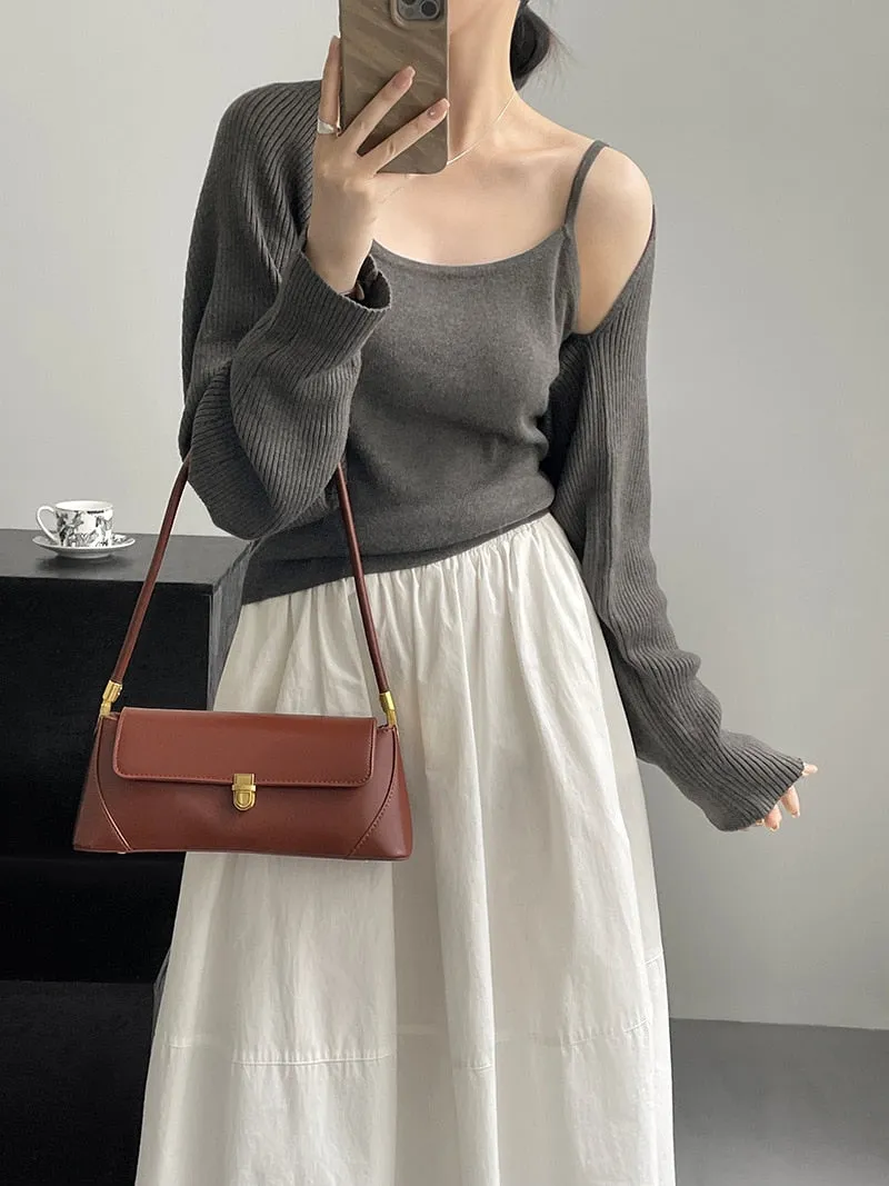 [Korean Style] Co-ord Long Sleeve Cardigan Knit Cami 2 pc Sets