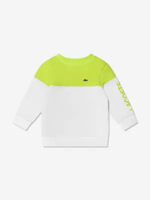 Lacoste Boys Colourblock Logo Sweatshirt in Lime