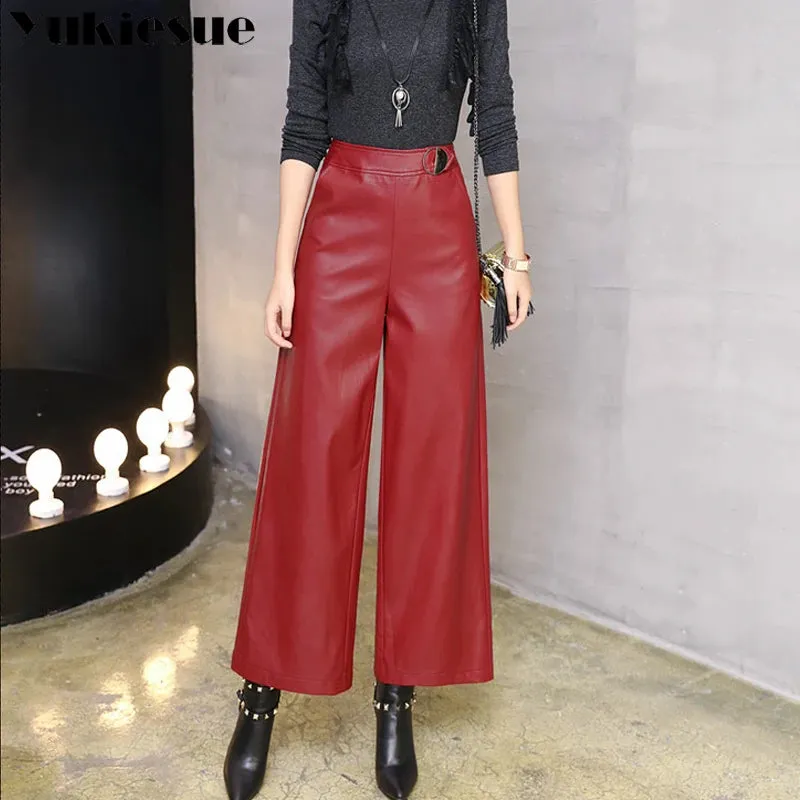 Leather Wide Leg Office/ Formal & Casual Pants