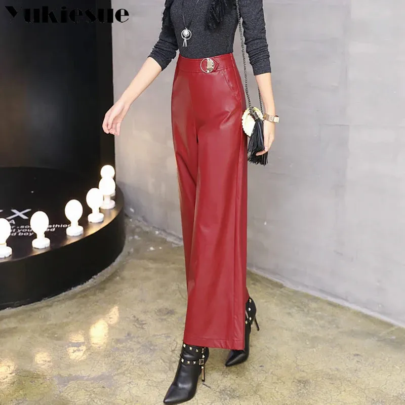 Leather Wide Leg Office/ Formal & Casual Pants