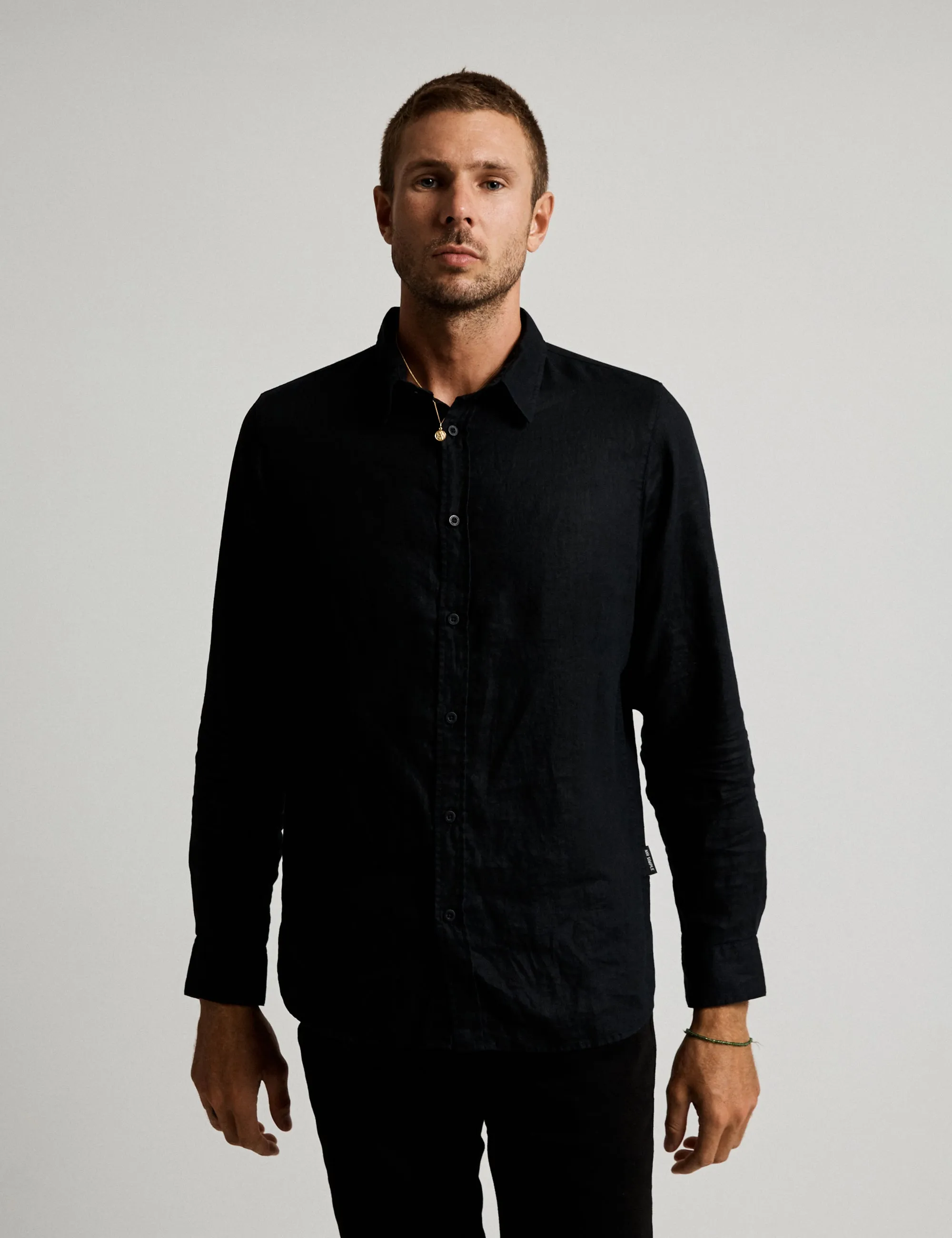 Linen Long Sleeve Shirt - Black