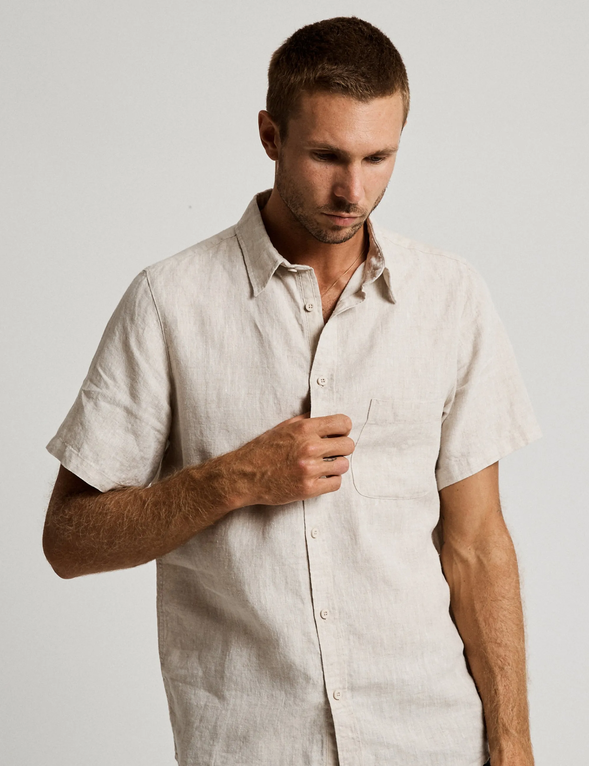 Linen Short Sleeve Shirt - Natural