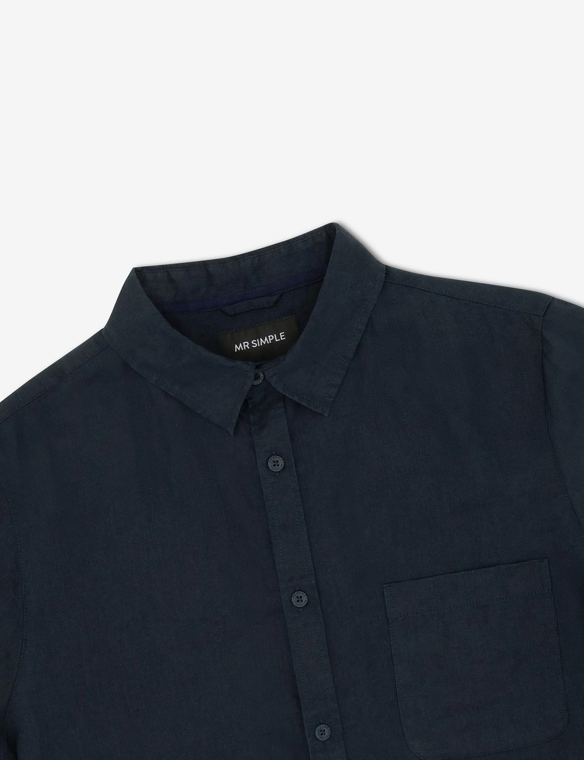 Linen Short Sleeve Shirt - Navy