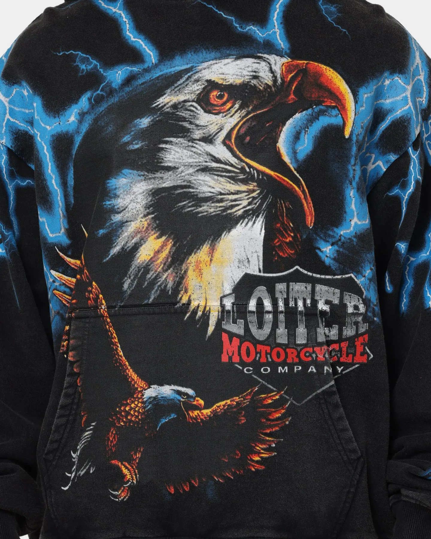 Loiter Lightning Eagle Vintage Hoodie Vintage Black