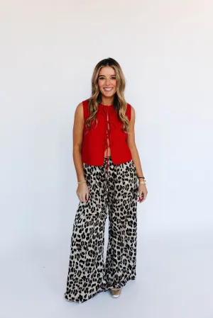 Lolly Leopard Print Pants - Brown