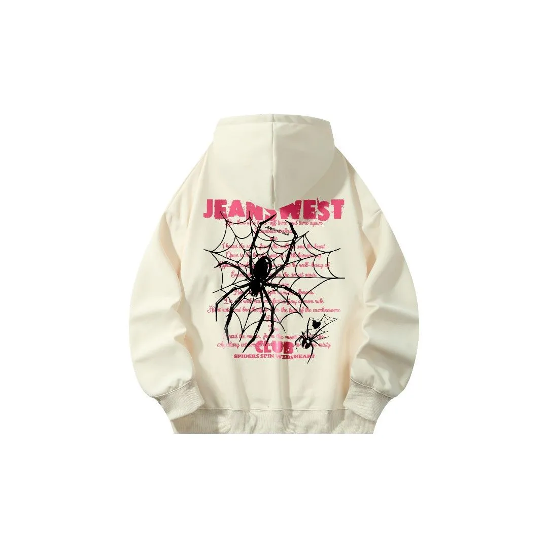 Love Spider Graffiti Letter Dopamine Pullover Hoodie