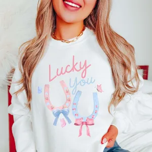 Lucky You Horseshoe Bow Wholesale Sweatshirt - Trendy