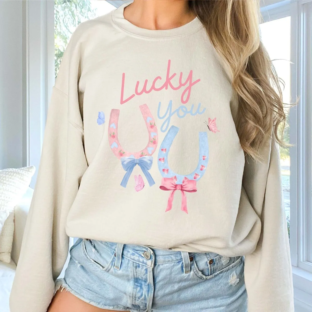 Lucky You Horseshoe Bow Wholesale Sweatshirt - Trendy