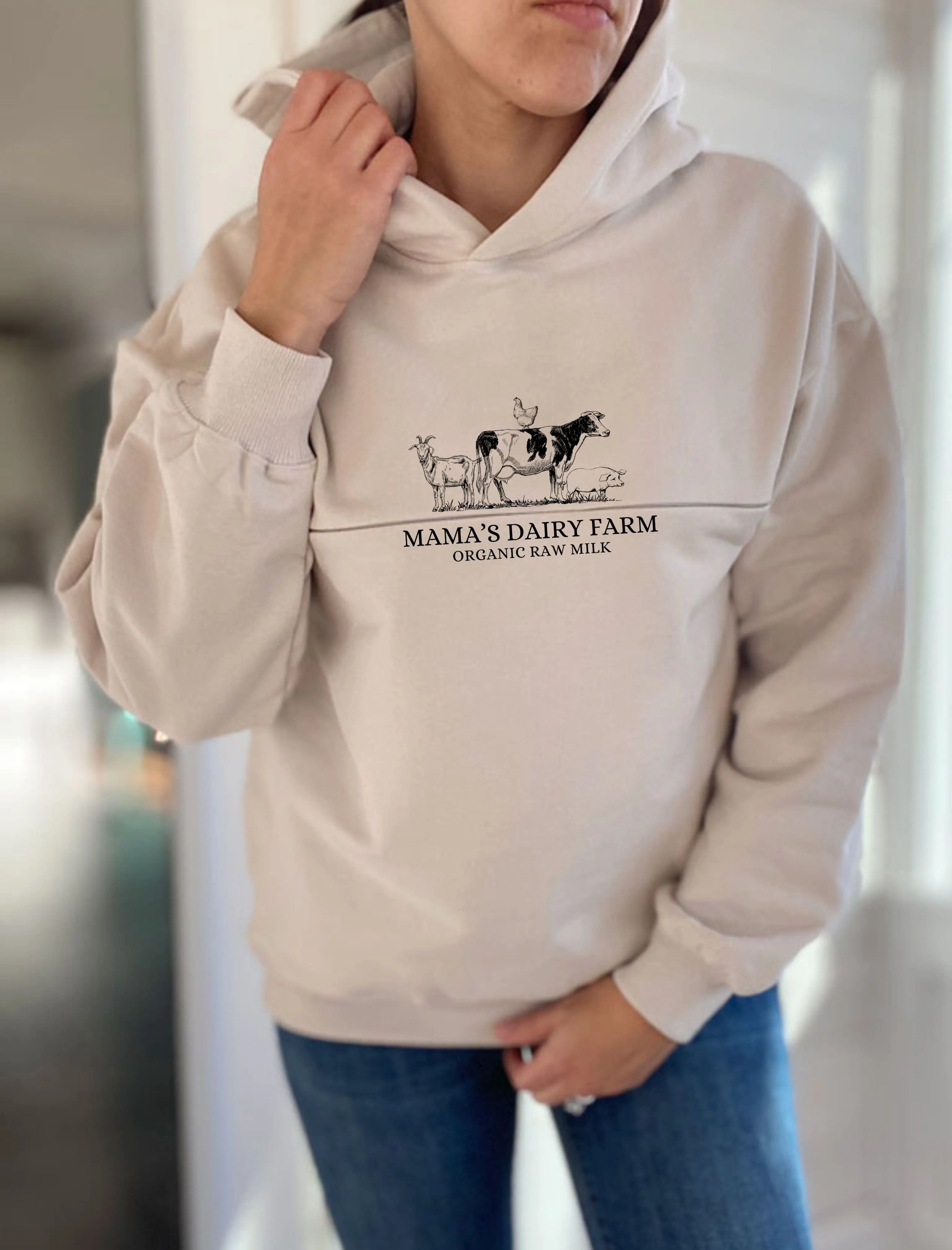 Mama's Dairy Farm | Farm Animals Hooded Sweatshirt