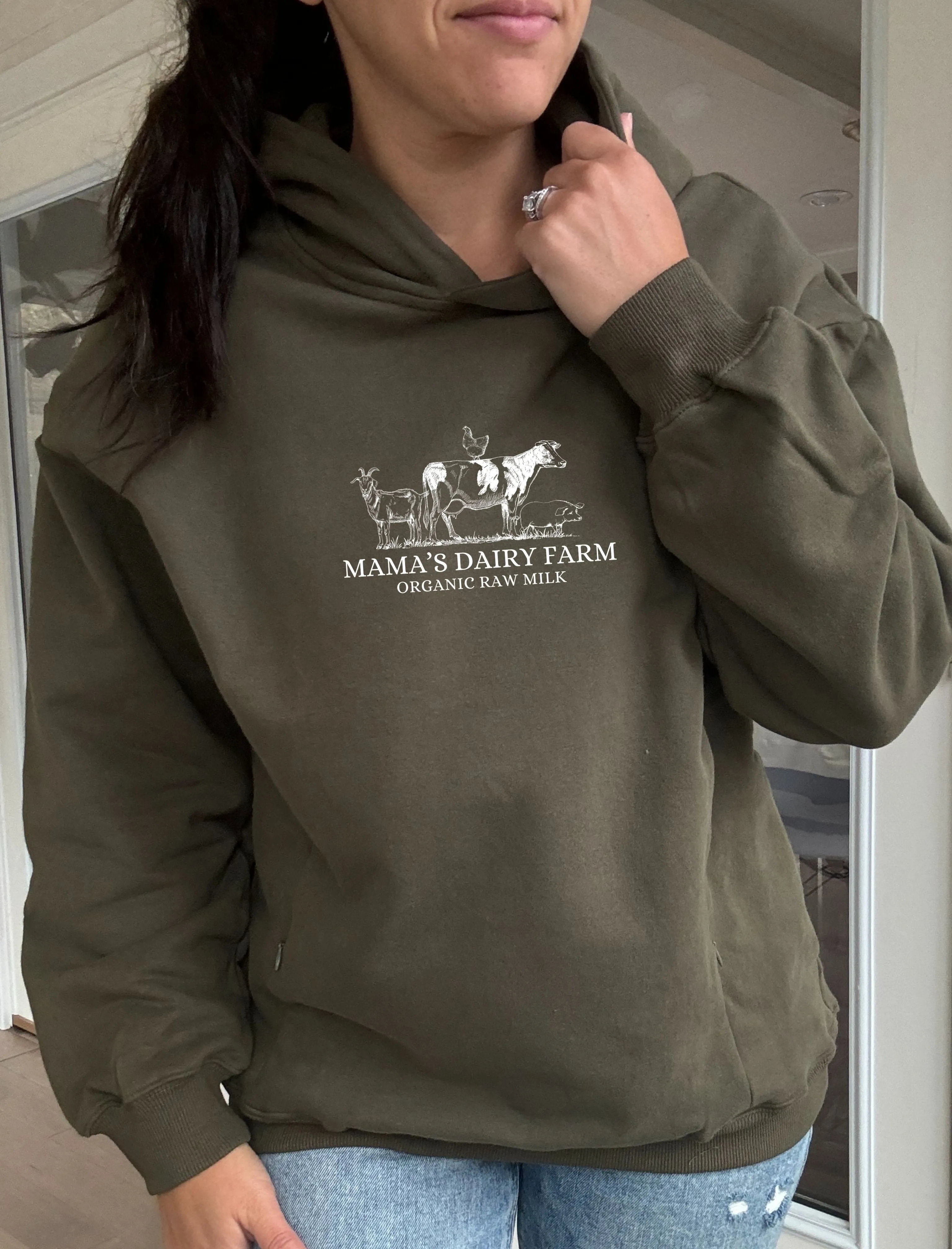 Mama's Dairy Farm | Farm Animals Hooded Sweatshirt