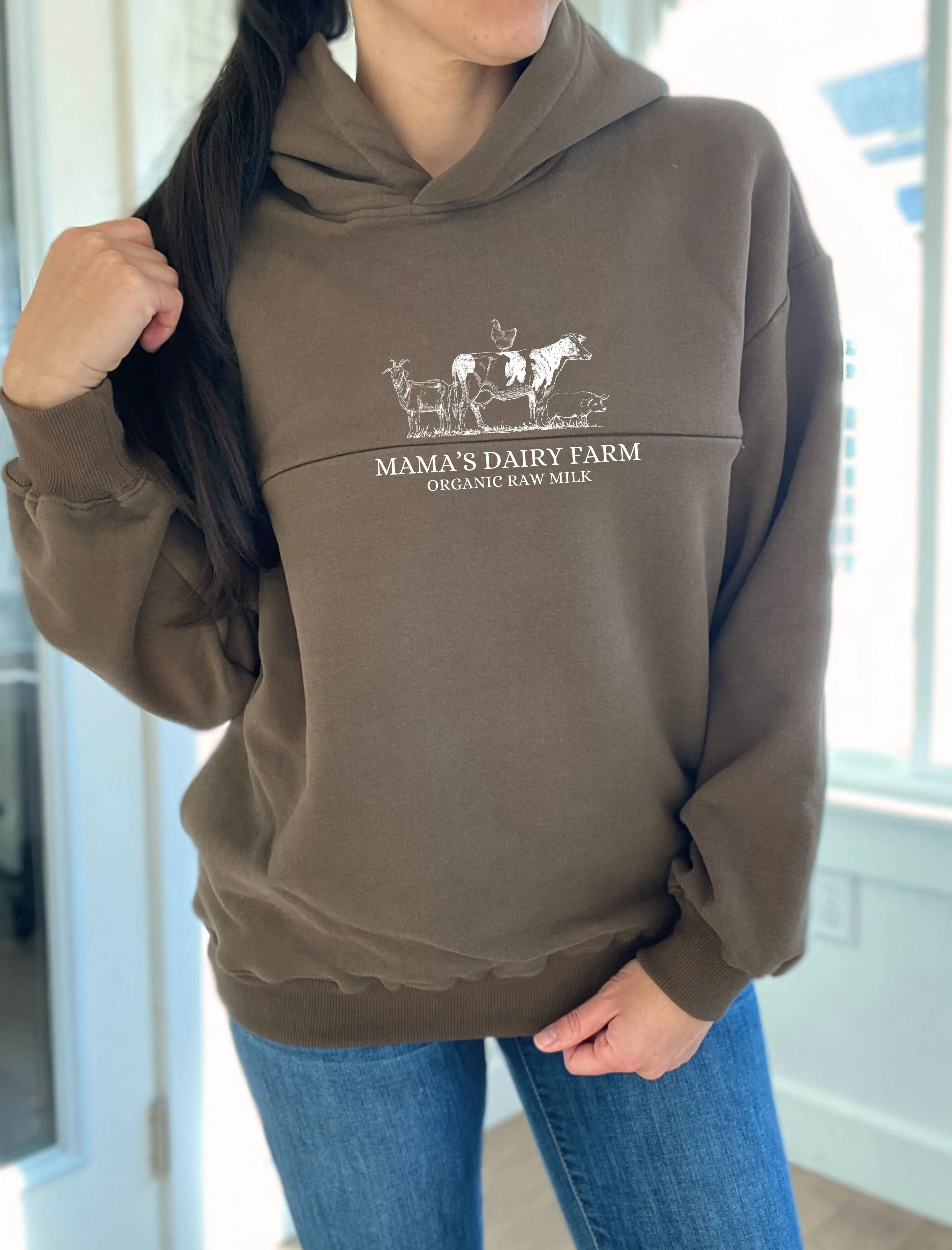 Mama's Dairy Farm | Farm Animals Hooded Sweatshirt