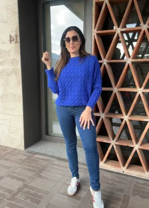 Marissa Royal Blue Cable Knit Jumper