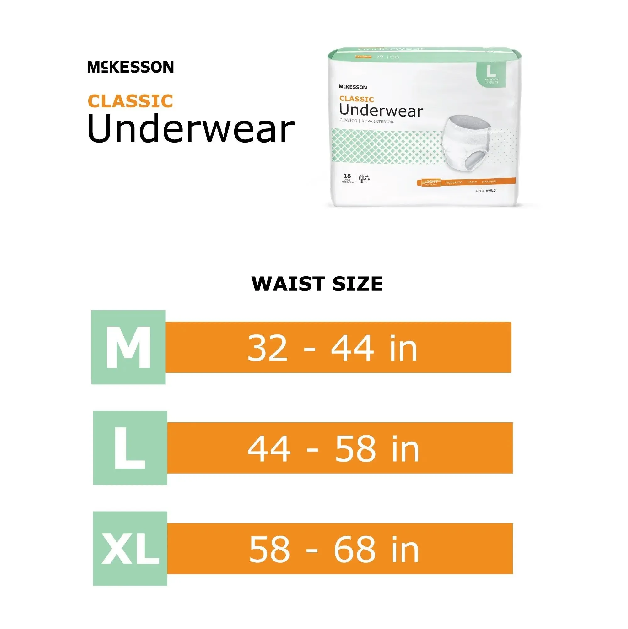 McKesson Classic Light Absorbent Underwear, Large