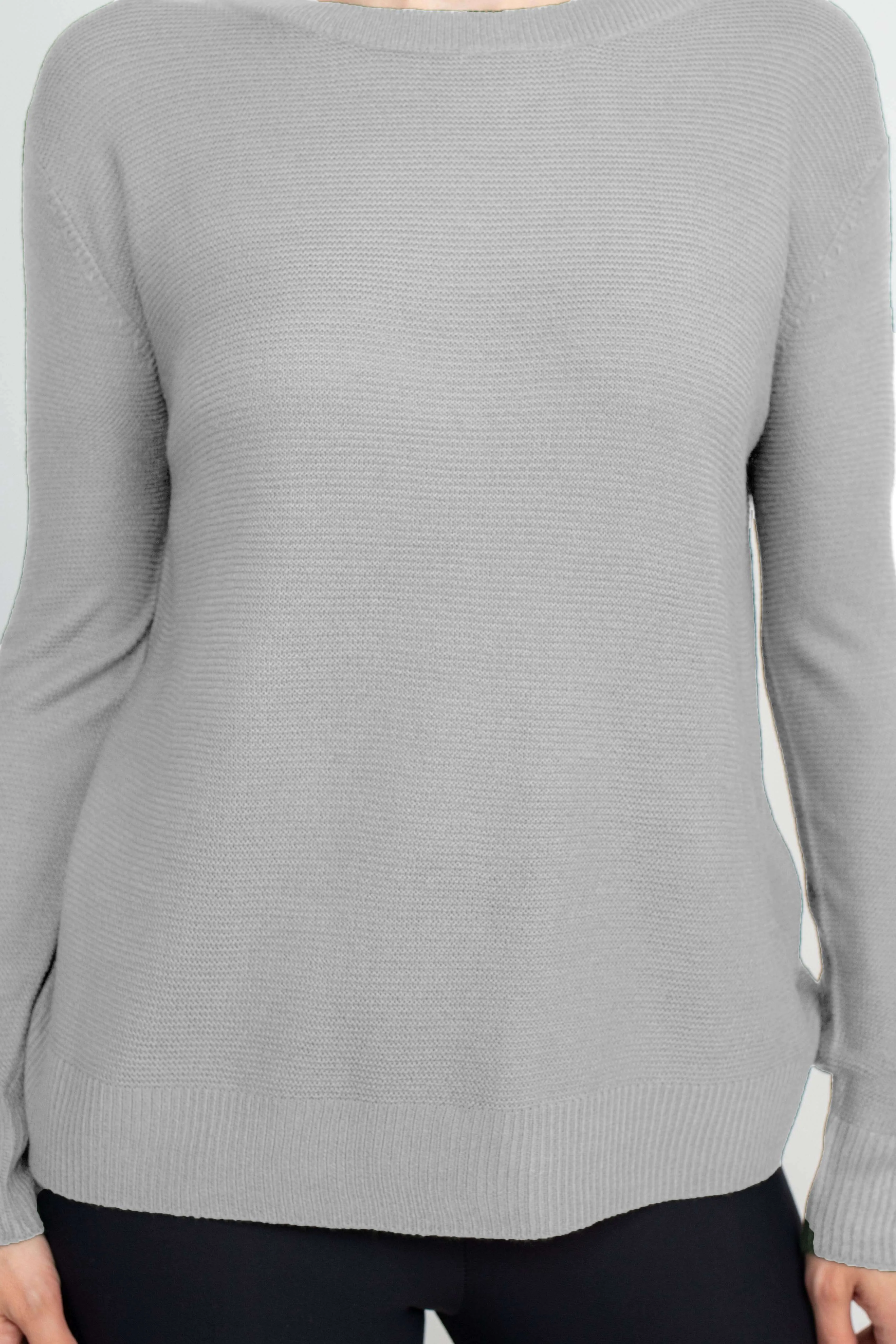 Melrose Chic Crew Neck Long Sleeve Knit Top