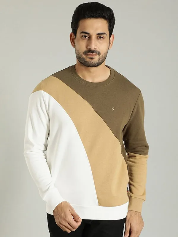 Men Color Block Full Sleeve Crew Neck Sweatshirt