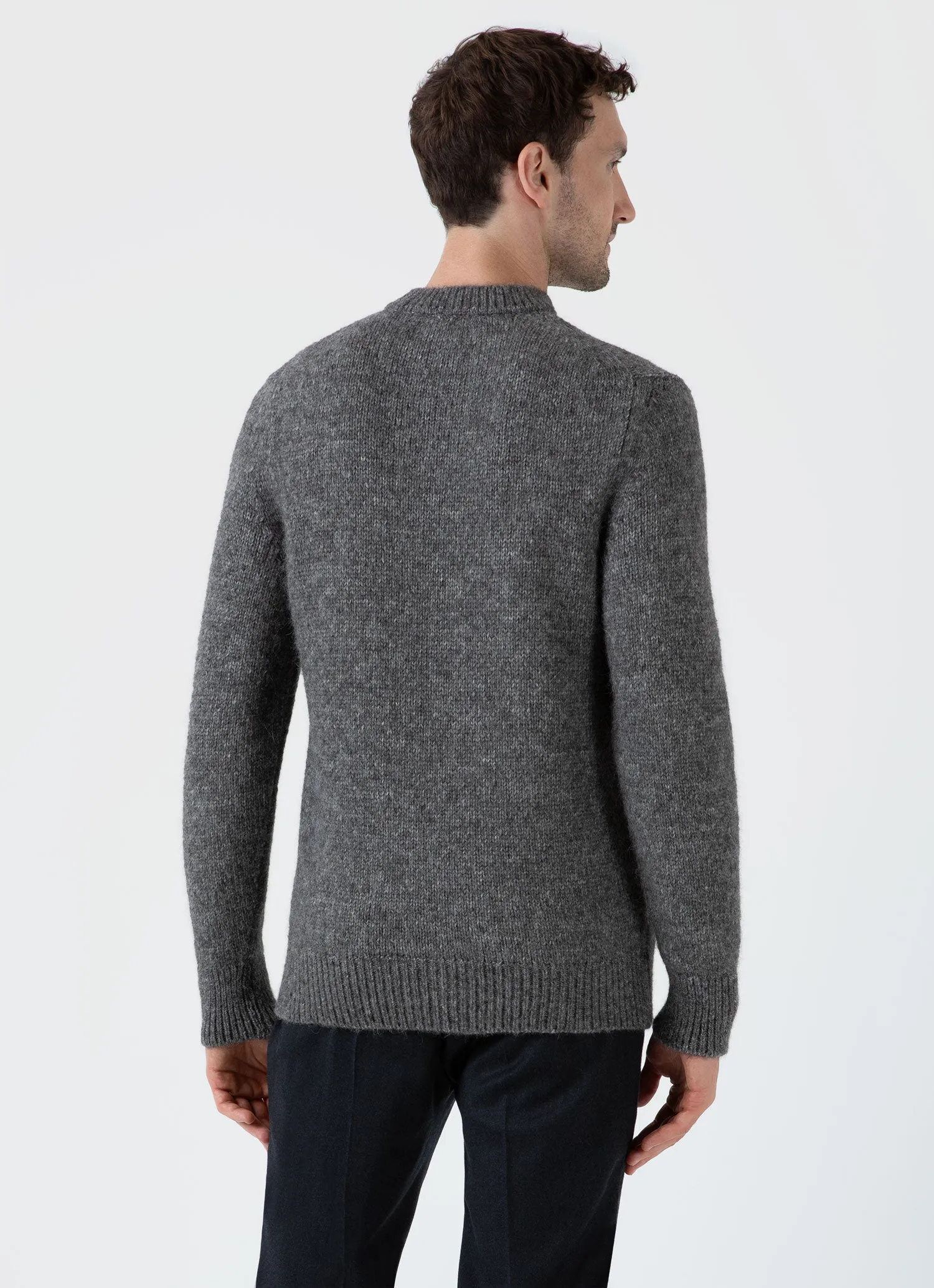 Men's Alpaca Wool Jumper in Charcoal Melange