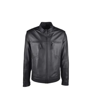 Men`s Casual Fit Black Leather Jacket