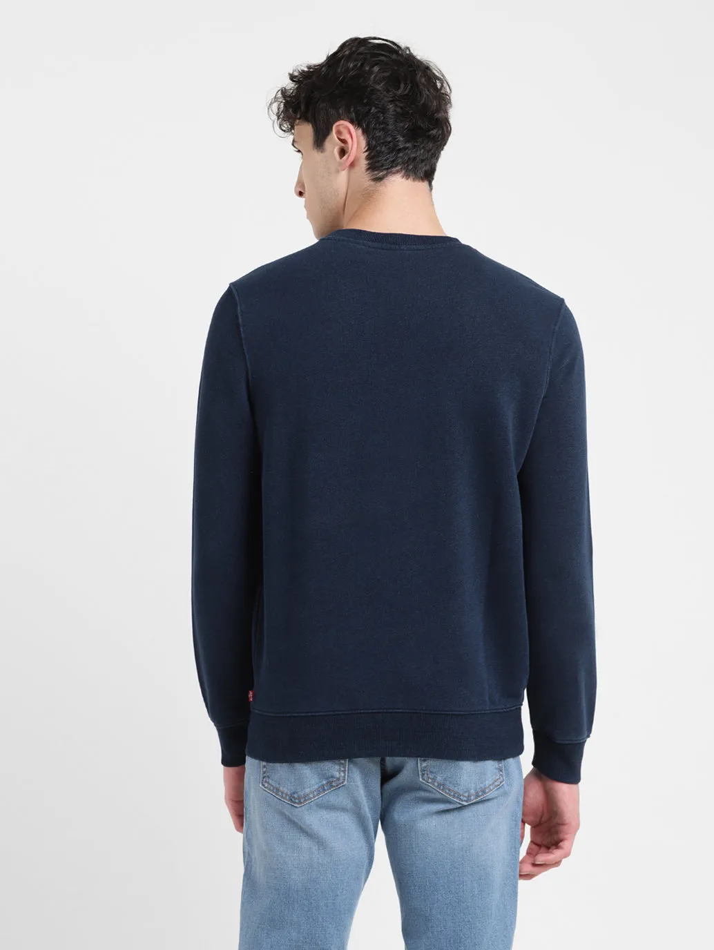 Men's Solid Blue Crew Neck Sweatshirt