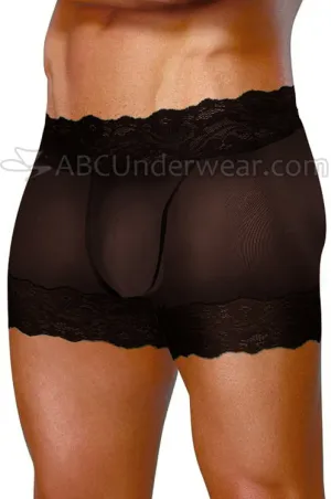 Mens Split Open Back Sheer Lace Short Underwear