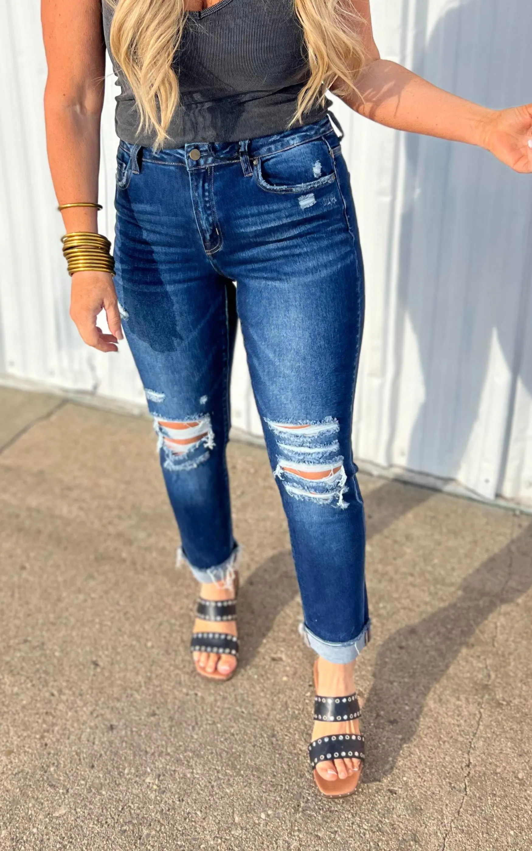 Mica | The Hannah High Rise Boyfriend Crop w/ Cuff Denim Jeans*