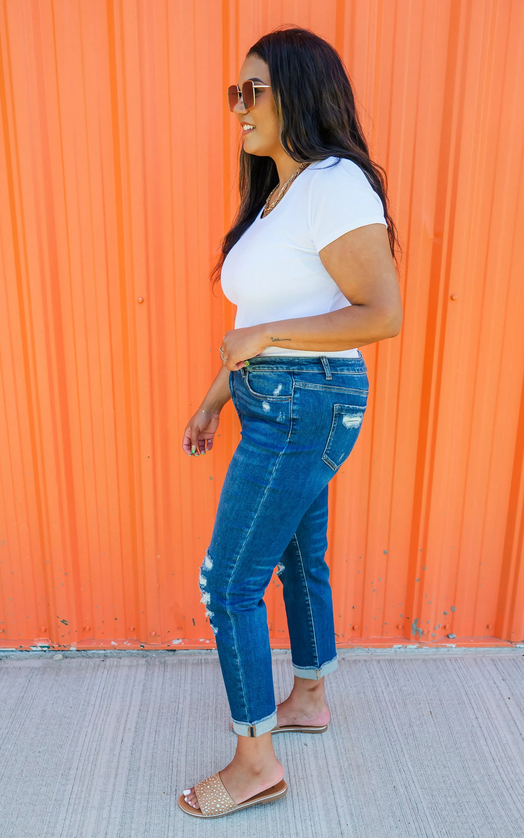 Mica | The Hannah High Rise Boyfriend Crop w/ Cuff Denim Jeans*