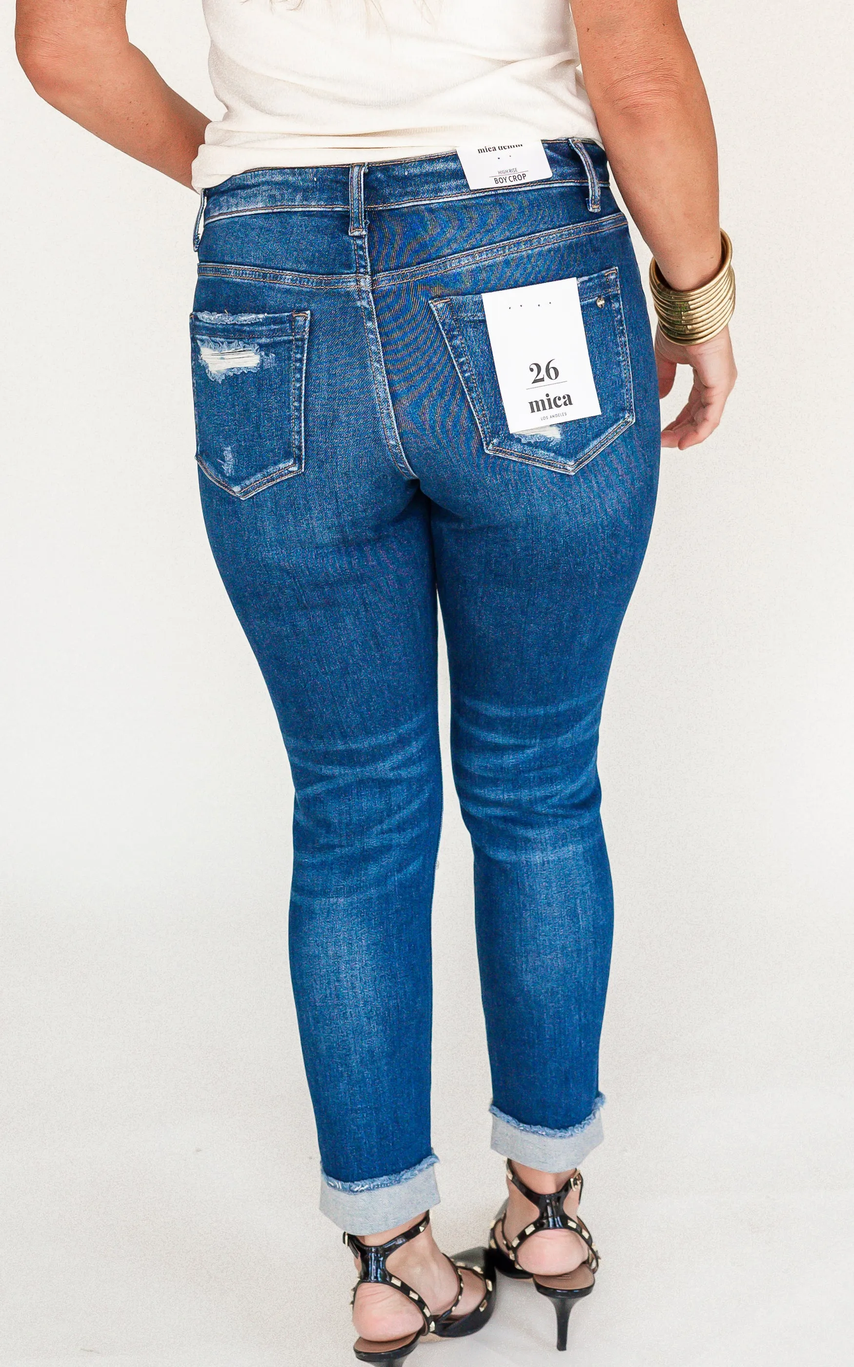 Mica | The Hannah High Rise Boyfriend Crop w/ Cuff Denim Jeans*