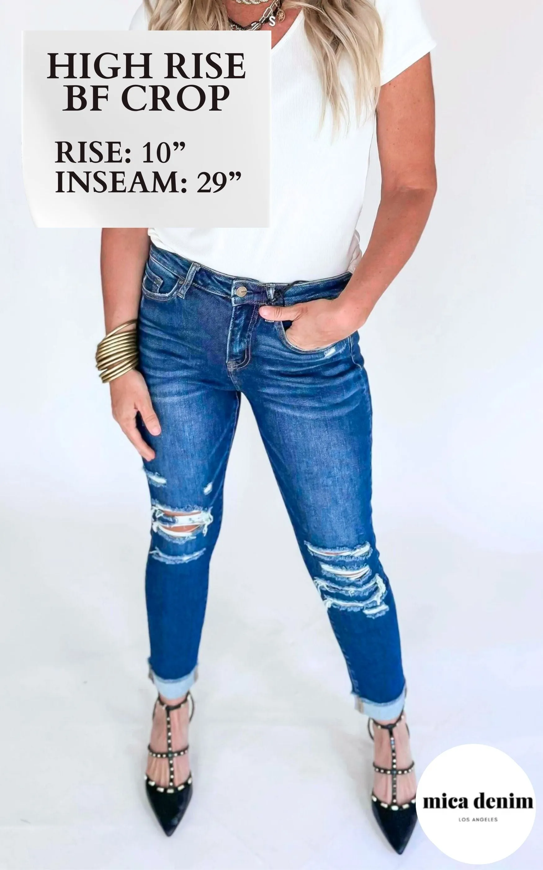 Mica | The Hannah High Rise Boyfriend Crop w/ Cuff Denim Jeans*