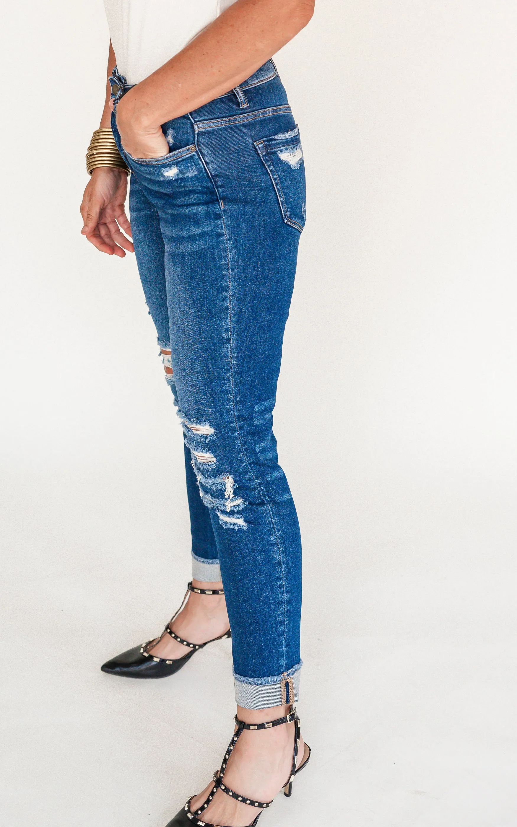 Mica | The Hannah High Rise Boyfriend Crop w/ Cuff Denim Jeans*