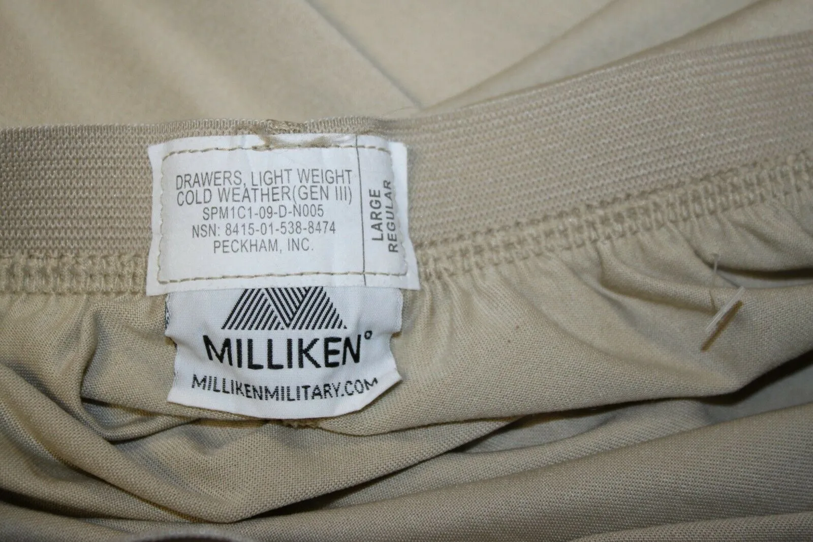 Milliken Thermal Drawers Lightweight Cold Weather Large Tan Military Pants Gen 3