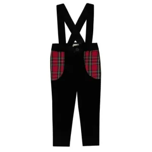 Mini Nod Velvet Plaid Overall Black/Red