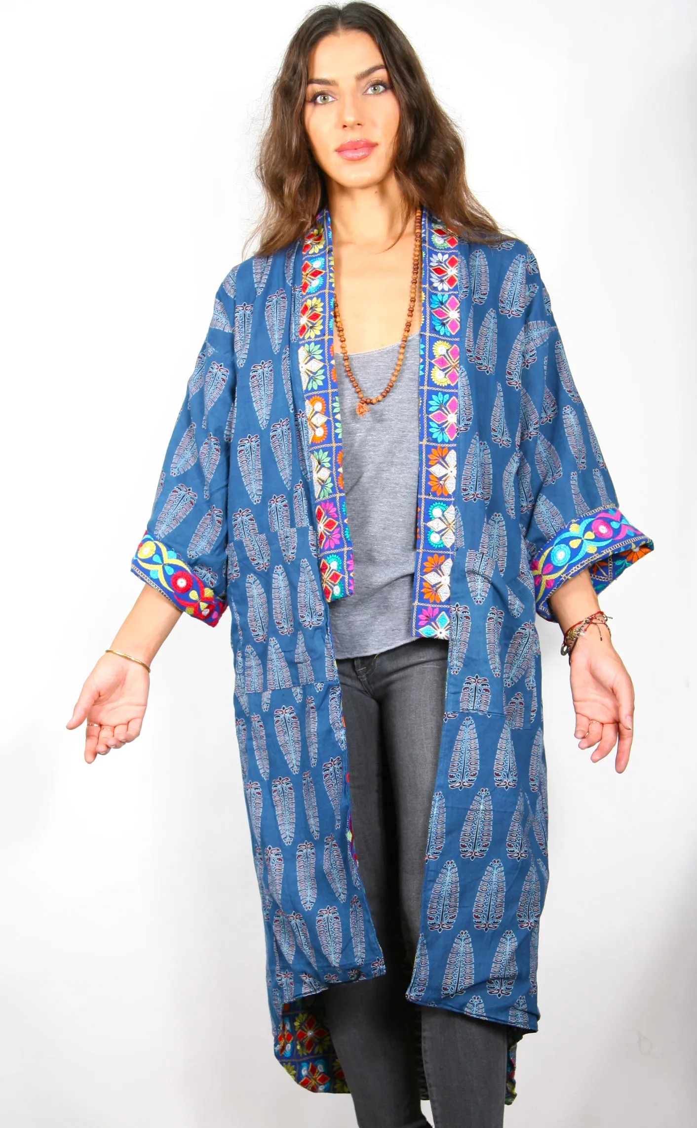 Mirrored/Blue - Vintage Kimono Coat