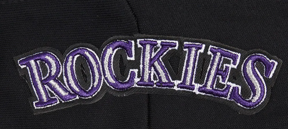 MLB COLORADO ROCKIES RETRO CLASSIC WOMEN'S RIB CROPPED PO HOODIE (BLACK)