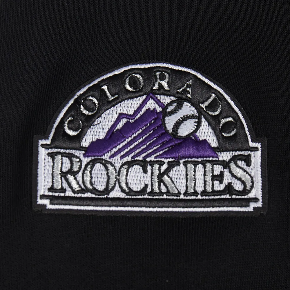 MLB COLORADO ROCKIES RETRO CLASSIC WOMEN'S RIB CROPPED PO HOODIE (BLACK)