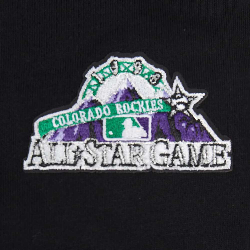 MLB COLORADO ROCKIES RETRO CLASSIC WOMEN'S RIB CROPPED PO HOODIE (BLACK)