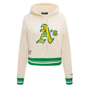 MLB OAKLAND ATHLETICS RETRO CLASSIC WOMEN'S CROPPED PO HOODIE (EGGSHELL/ KELLY GREEN)