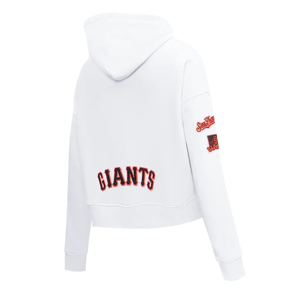 MLB SAN FRANCISCO GIANTS CLASSIC WOMEN'S CROPPED PO HOODIE (WHITE)