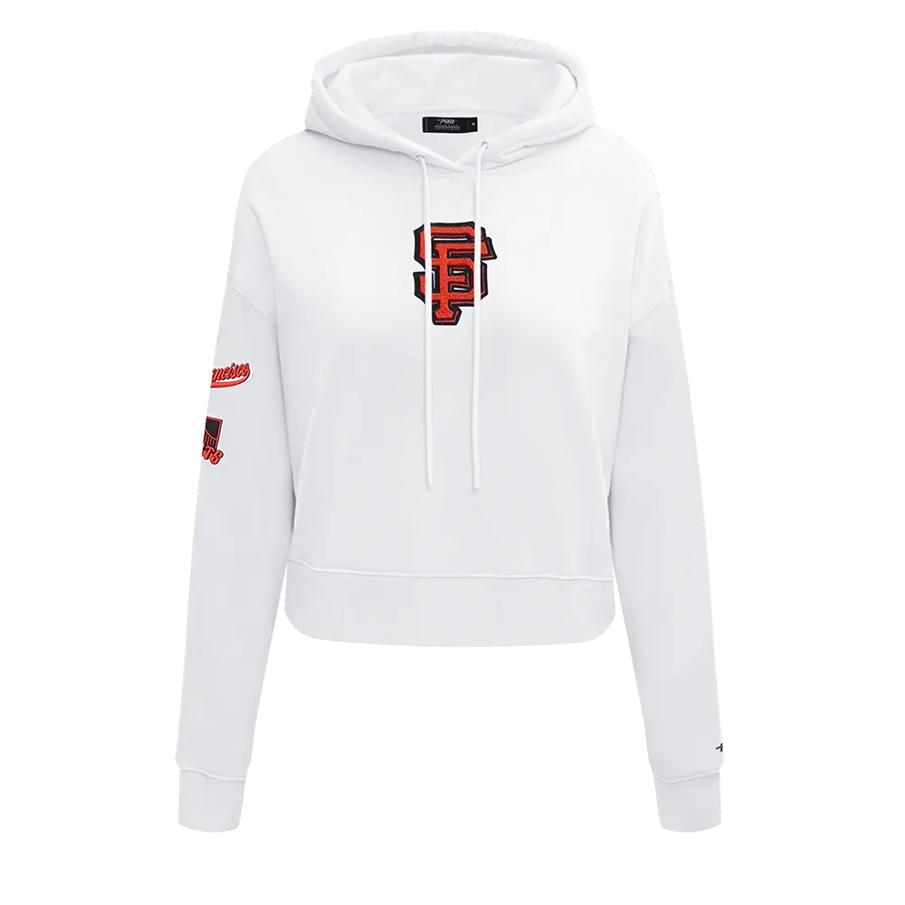 MLB SAN FRANCISCO GIANTS CLASSIC WOMEN'S CROPPED PO HOODIE (WHITE)