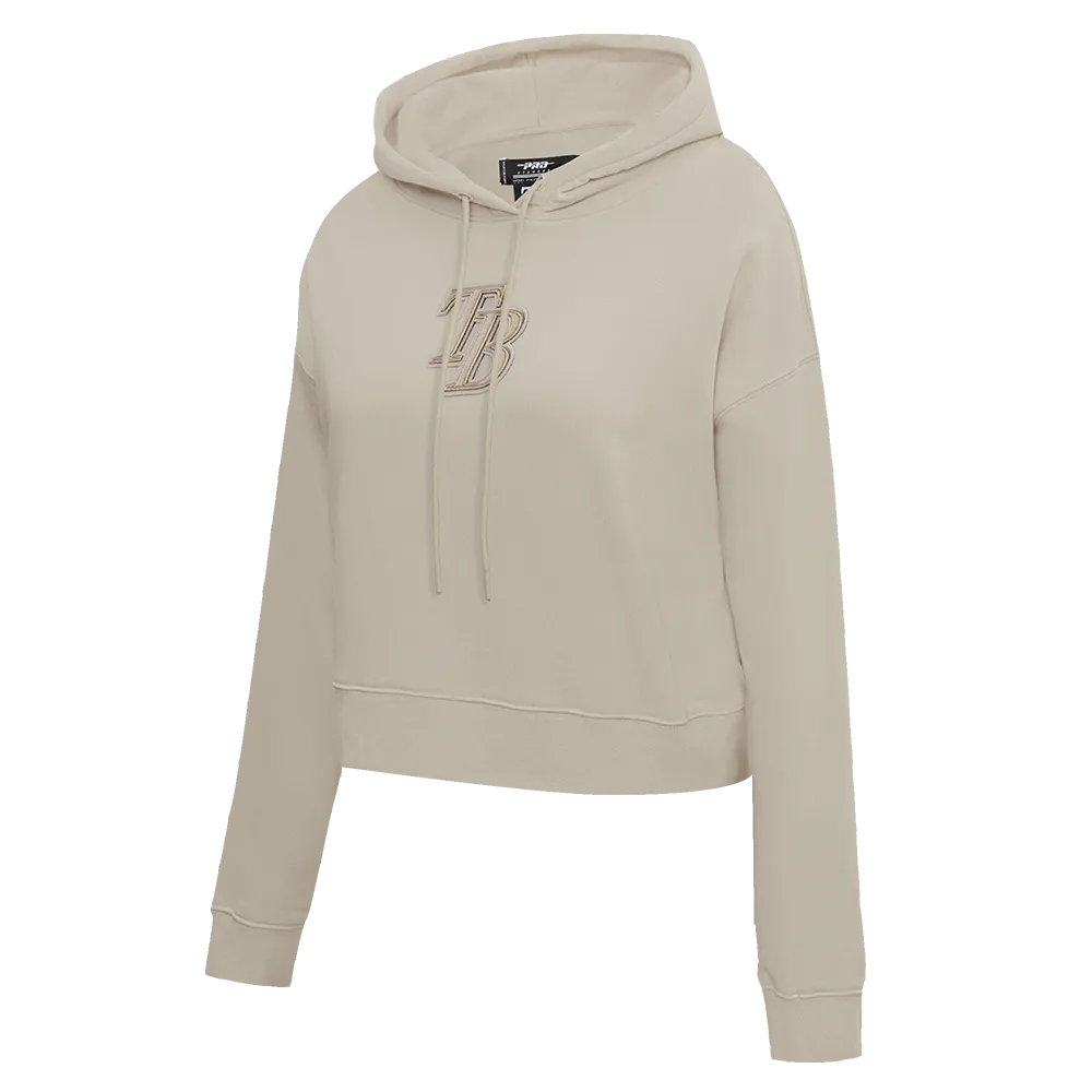 MLB TAMPA BAY RAYS NEUTRAL WOMEN'S CROPPED PO HOODIE (TAUPE)