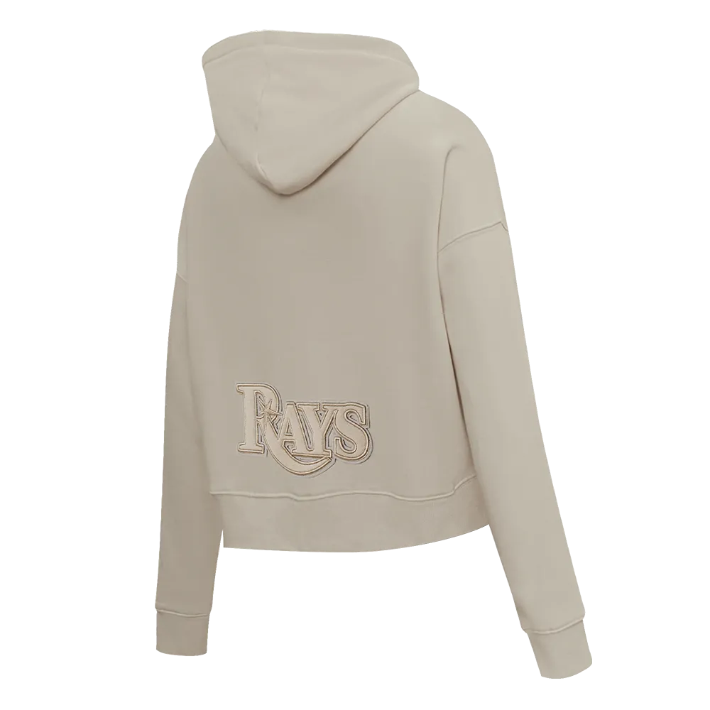 MLB TAMPA BAY RAYS NEUTRAL WOMEN'S CROPPED PO HOODIE (TAUPE)