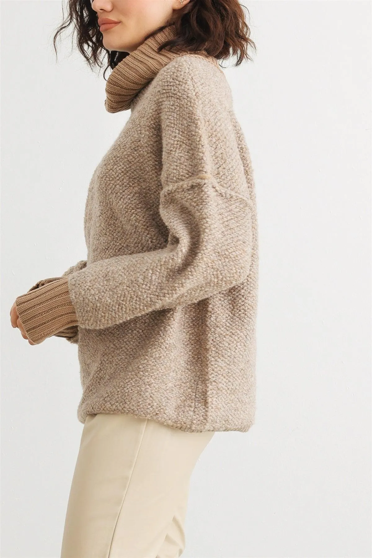 Mocha Knit Turtle Neck Long Sleeve Sweater /2-2-2